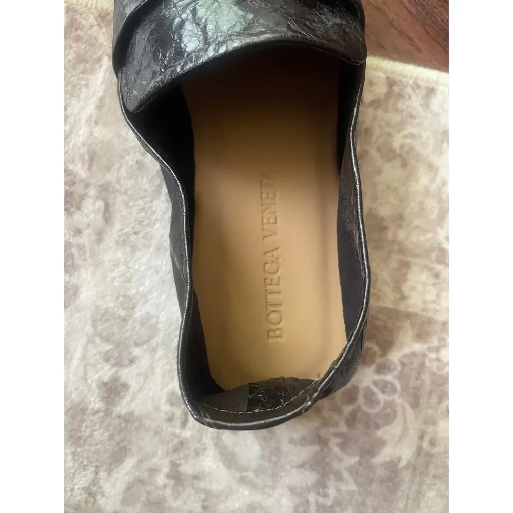 $1,095 NIB Bottega Veneta Brown Crinkled Calf Leather Penny Loafers Men's 9(42)
